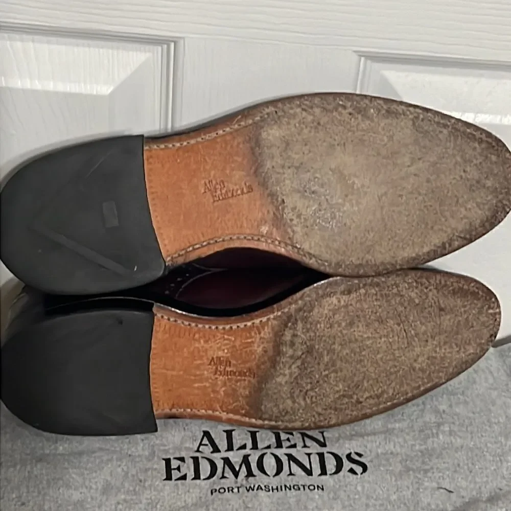 🔥🔥 ALLEN EDMONDS Lexington Burgundy Ox Blood Cap-Toe Oxford Shoes Sz 9.5C -EUC